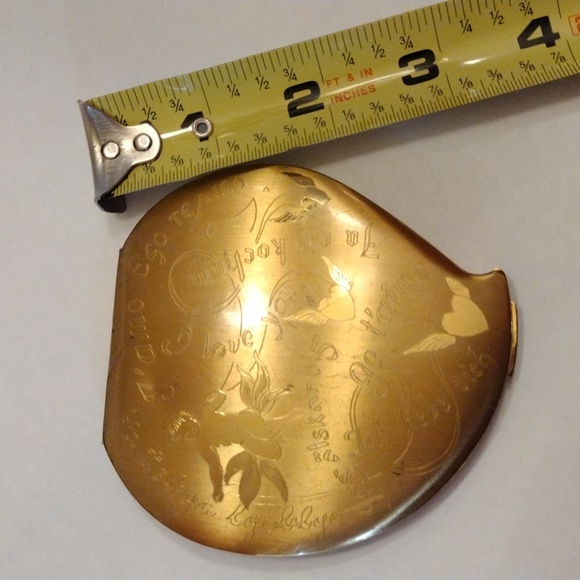 SOLD! Vintage 1940s Gold Elgin American Heart Shaped I Love You Mirror Compact! - Picture 9 of 10